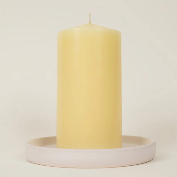 St Eval 4" x 8" church candle with white wax and simple design, ideal for religious or decorative use.