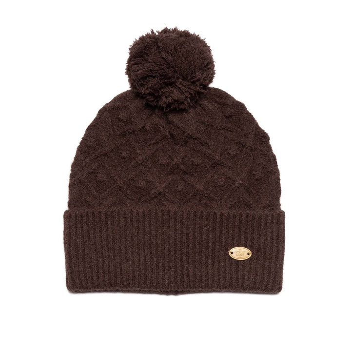 Chocolate Knitted Pom-Pom Hat