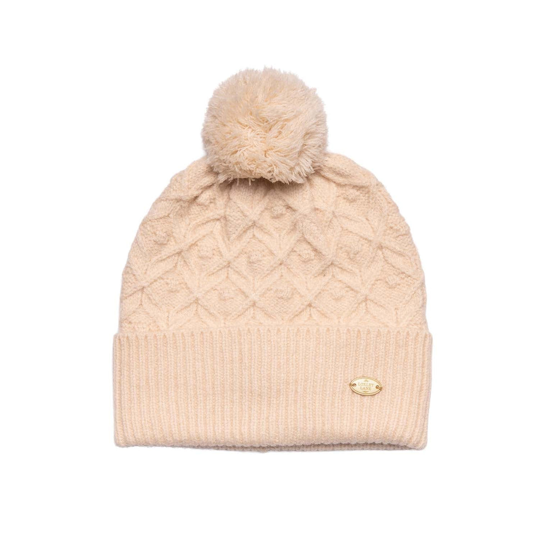 Cream Knitted Pom-Pom Hat