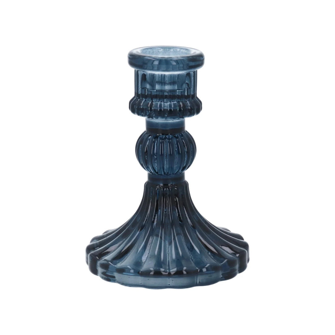Classic Glass Candlestick - Navy