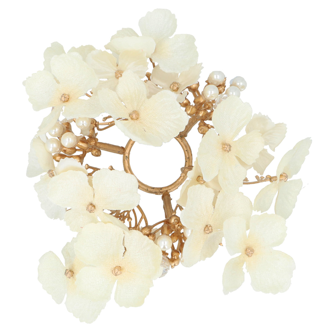 Cream &amp; Gold Hydrangea Candle Ring | Gisela Graham