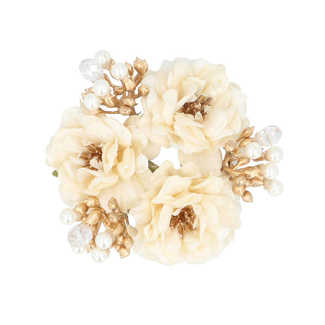 Cream &amp; Gold Mini Rose Candle Ring | Gisela Graham