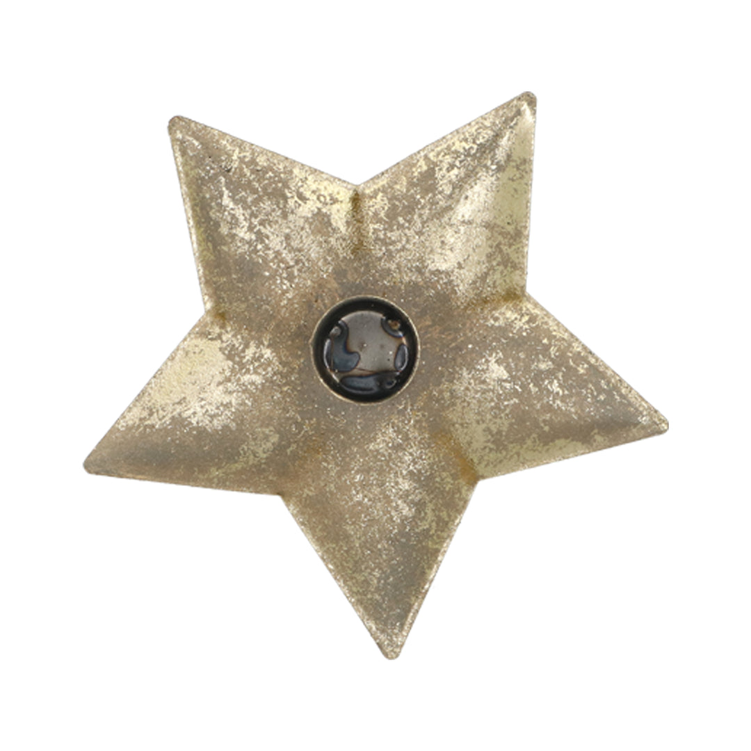 Large gold metal star-shaped shallow candlestick for Christmas decor by Gisela Graham, perfect for festive table centerpieces.