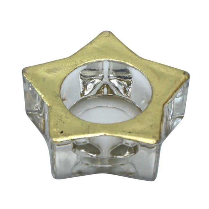 Gold Glass Star Tealight Holder