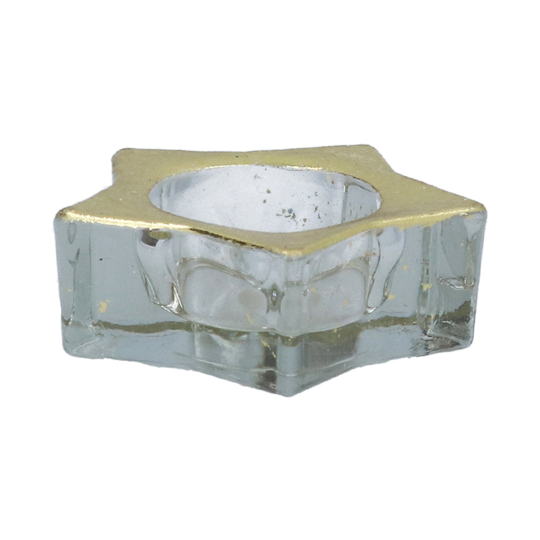 Gold glass star tealight holder from Gisela Graham Christmas collection, perfect for festive holiday decor.