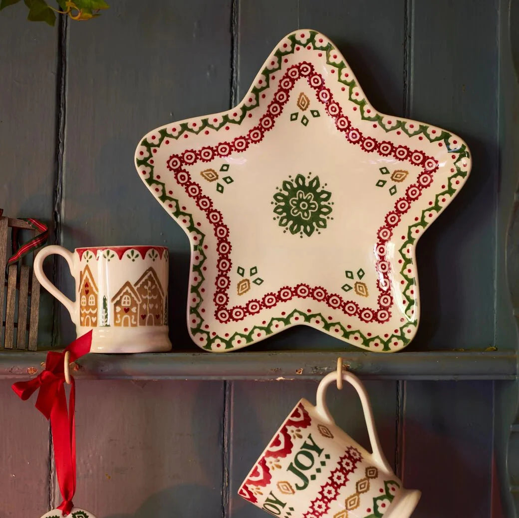 Emma Bridgewater Christmas Joy medium star plate with festive holiday design and colorful Christmas-themed pattern.