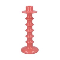 Large Ceramic Hooped Candlestick - Candy Pink