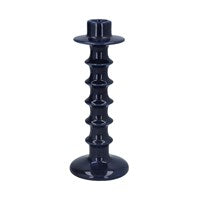 Large Ceramic Hooped Candlestick - Navy