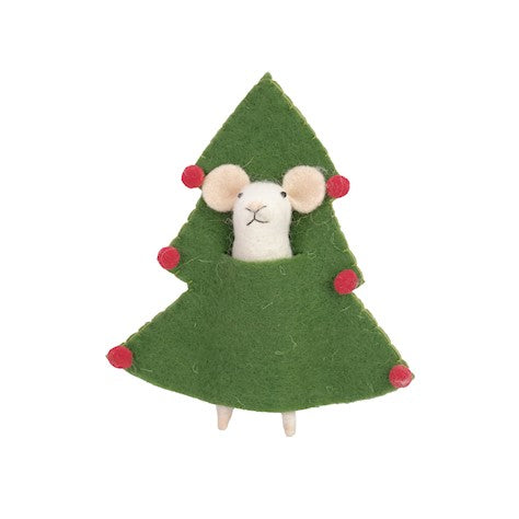 Ascalon Christmas mouse decoration in a Christmas tree, 14x3x13cm, by Cornucopia Home and Gift, featuring a festive holiday design.