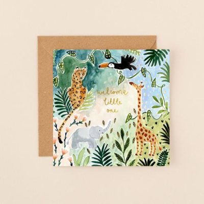 Welcome Little One Safari Animals Card
