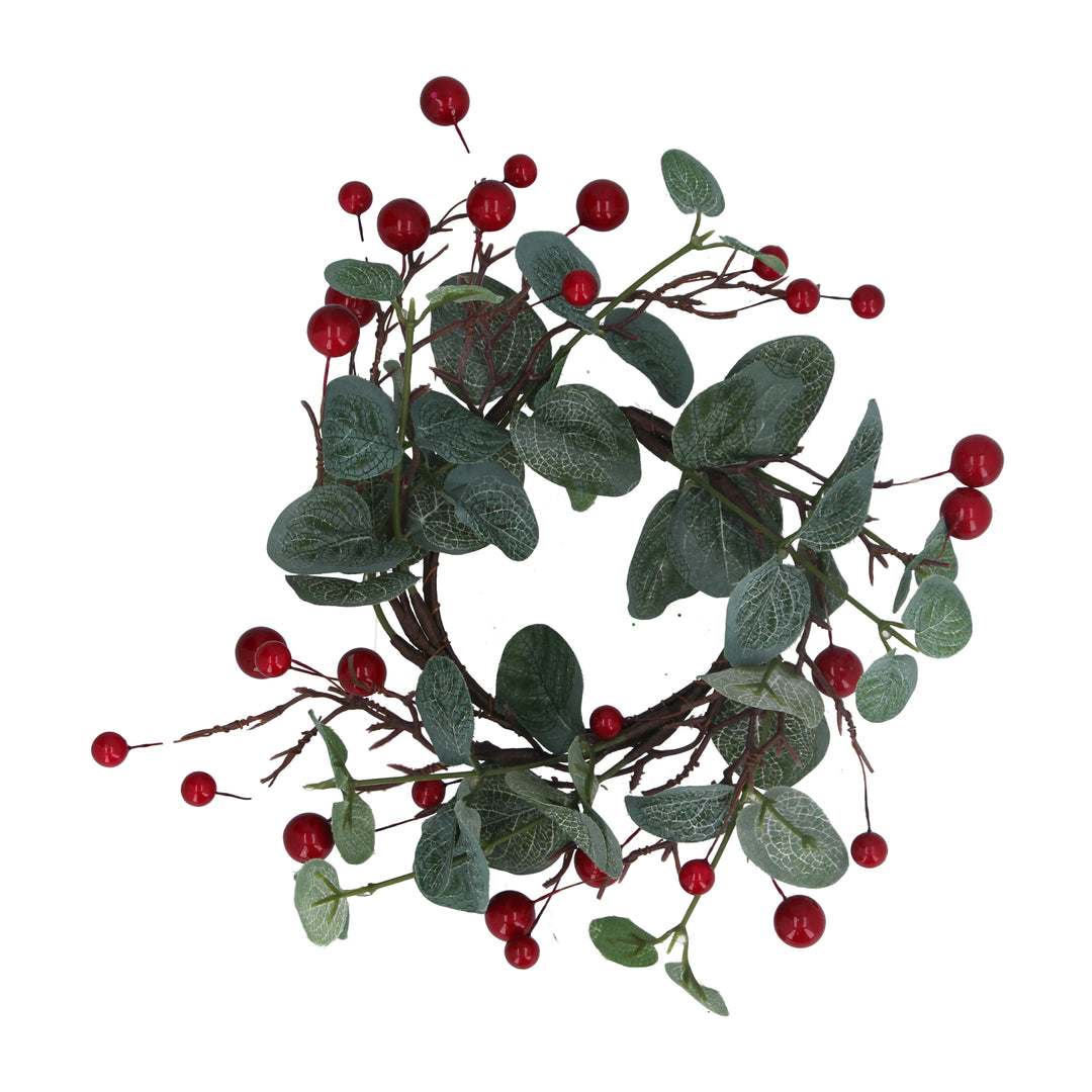 Large Eucalyptus and Red Berry Candle Ring