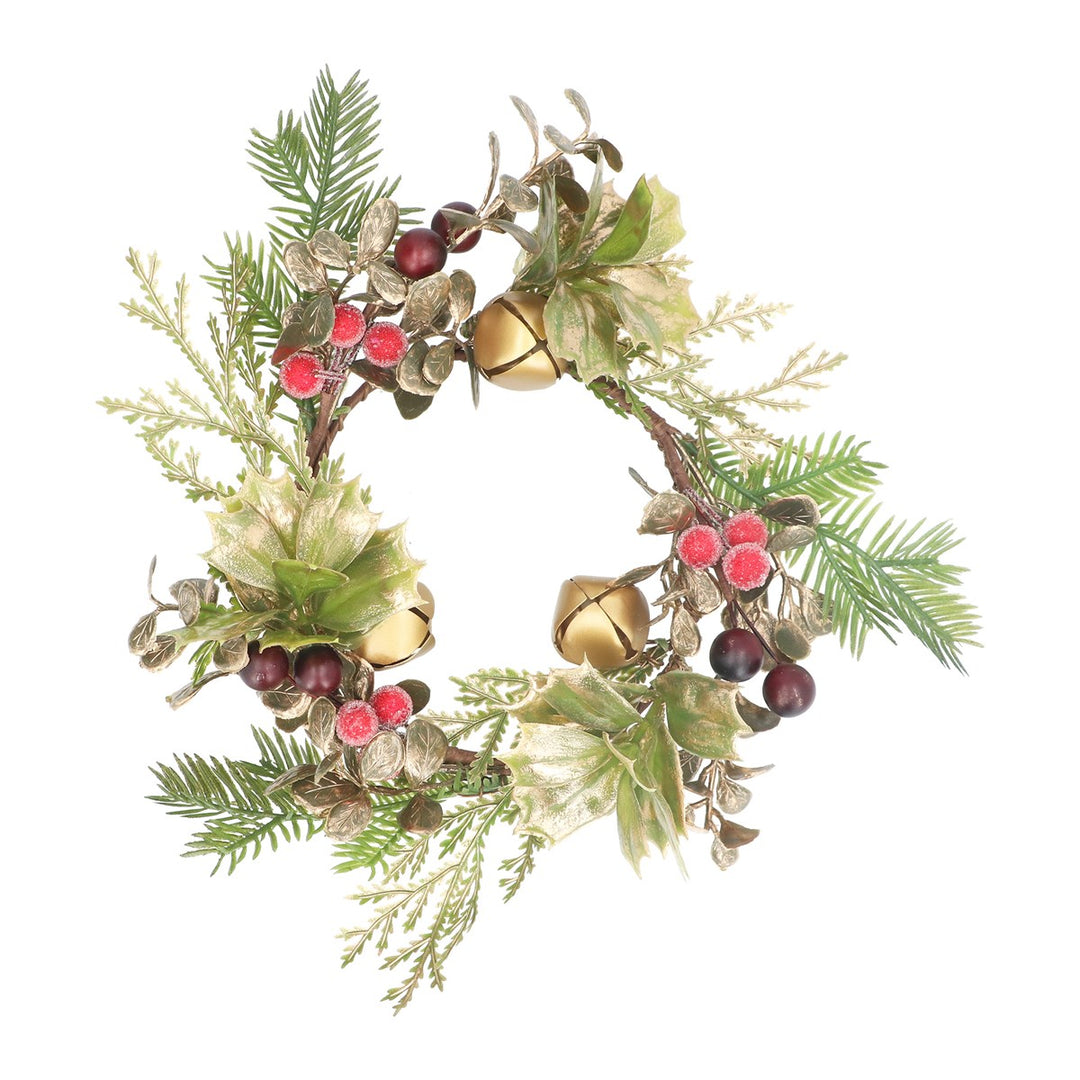 Berries &amp; Gold Bells Candle Ring