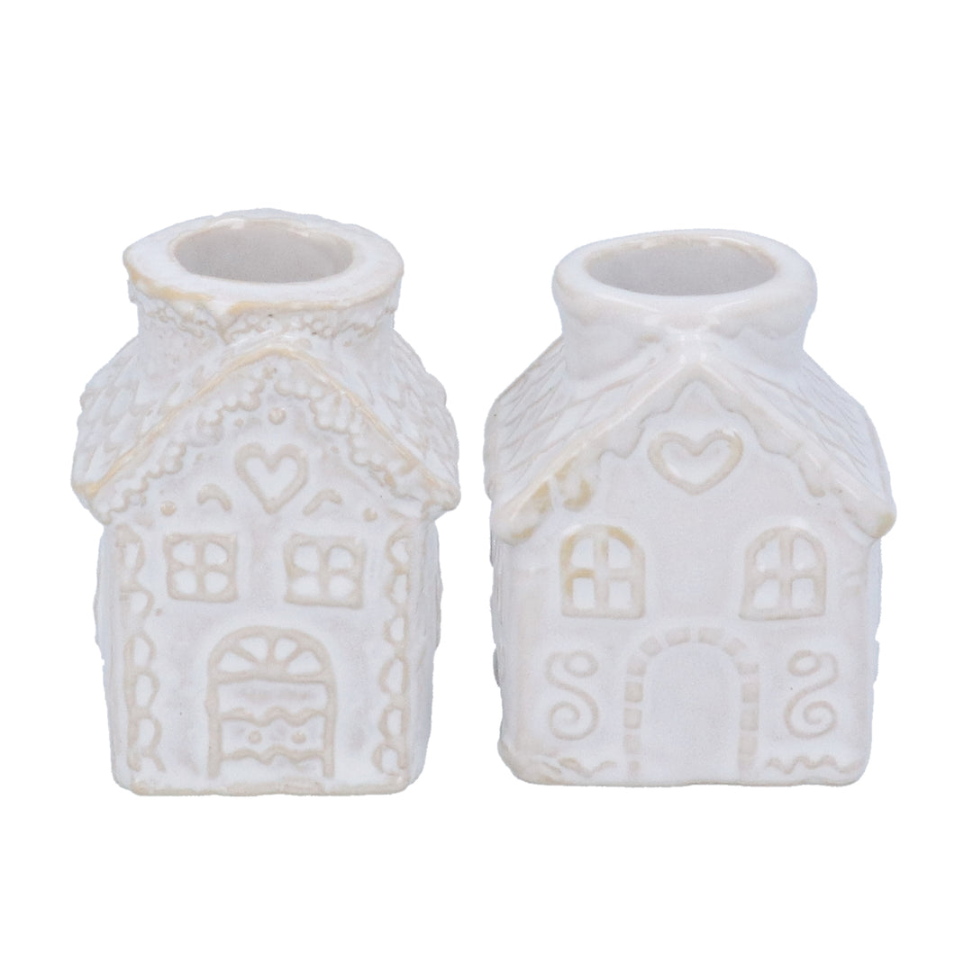 White Gingerbread Ceramic Candlestick 6cm