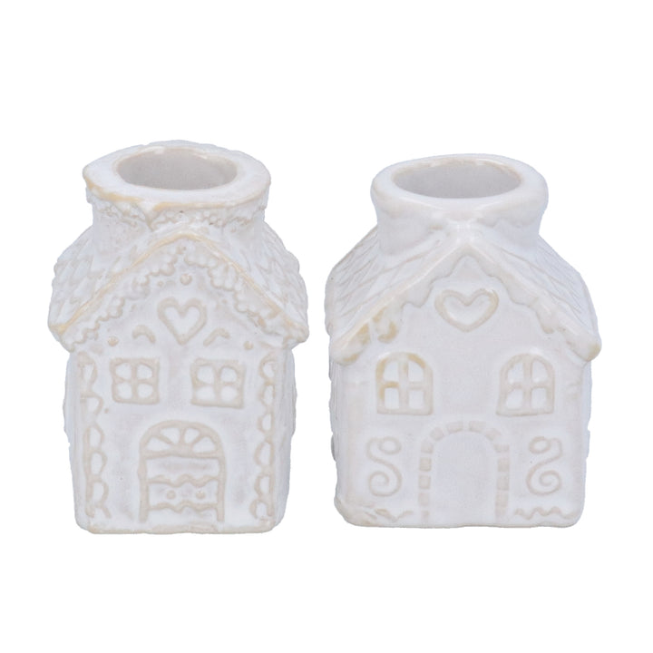 White Gingerbread Ceramic Candlestick 6cm