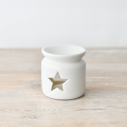White Star Oil Burner by Freckleface, Cornucopia Home and Gift, featuring a ceramic star-shaped design for essential oils.