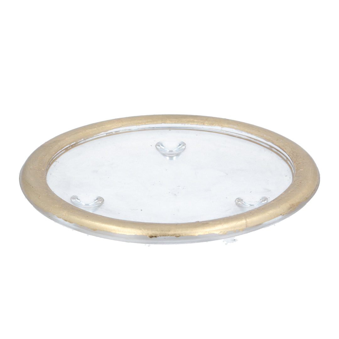 Gold glass candle holder from Gisela Graham Christmas collection, featuring a festive design with a smooth, reflective surface.