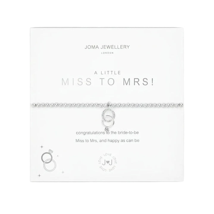 A white packaging box with a bracelet displayed inside, labeled &