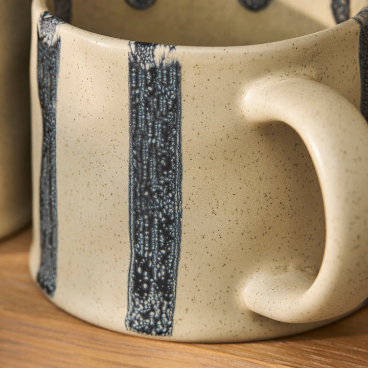 Woolstone Striped Mugs - Stoneware, Ink, Set of 2