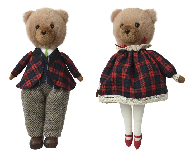Tartan Teddy Bear Christmas Decorations - 2 Assorted Designs