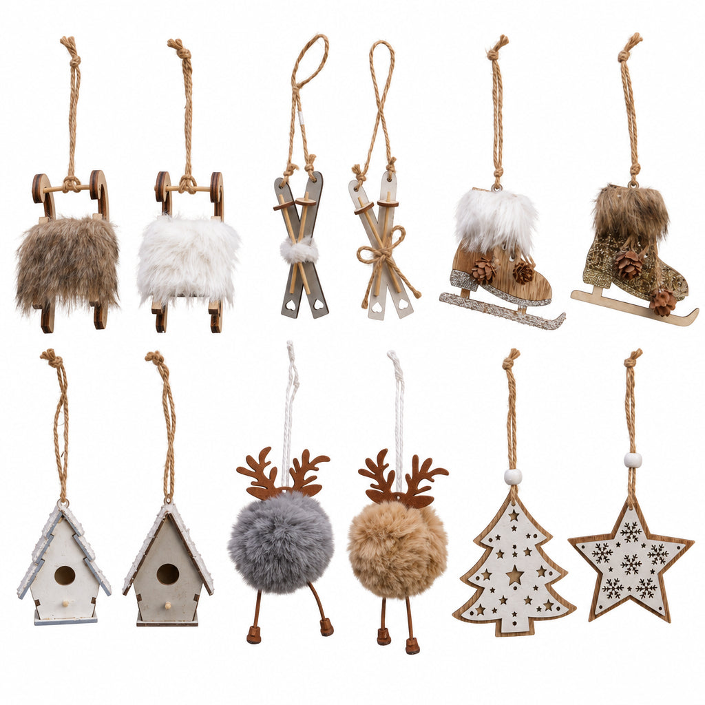 Rustic Alpine Christmas Hanging Decorations - Assorted Designs