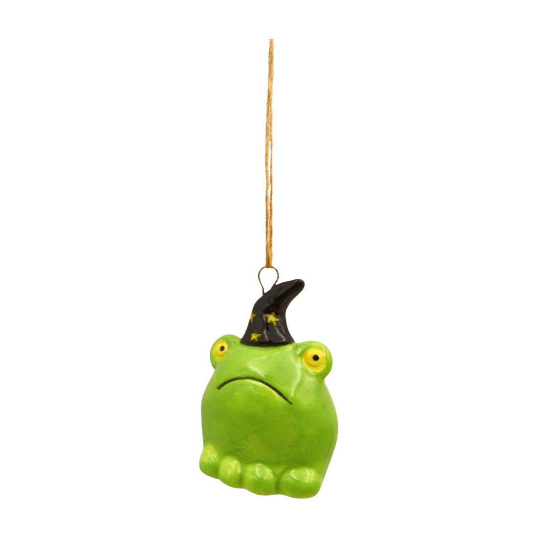 Frog with Witches Hat Hanging Decoration