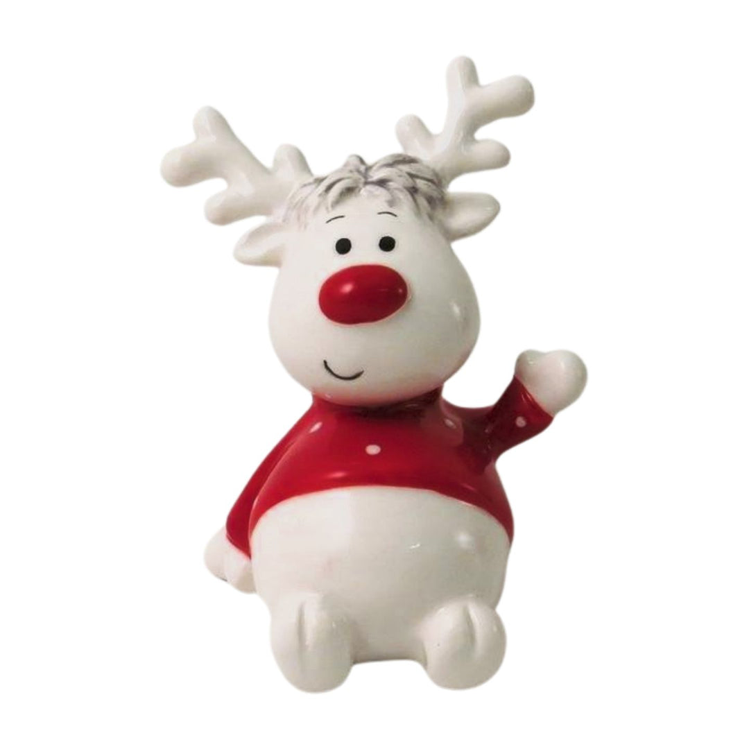 Small Sitting Ceramic Reindeer Decoration