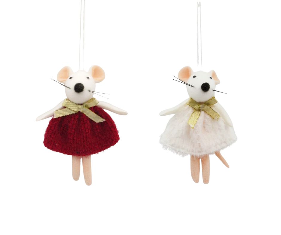 Red &amp; White Mouse Tree Decoration