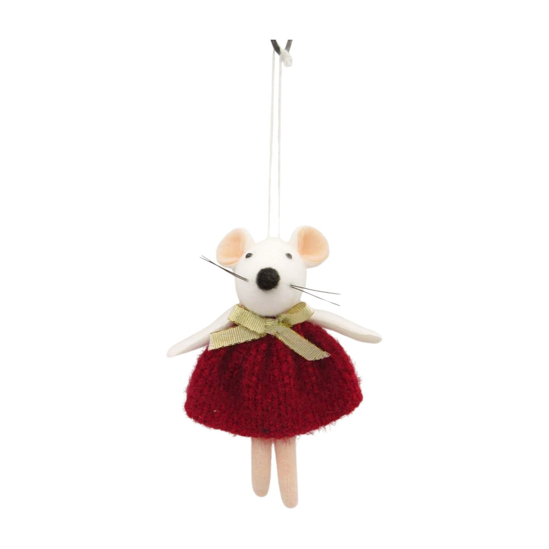 Red &amp; White Mouse Tree Decoration