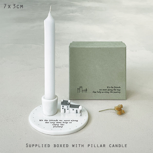 East of India Porcelain Candle Holder - &
