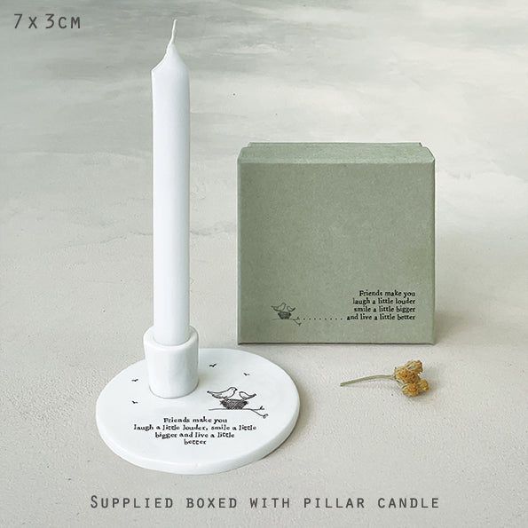 East of India Porcelain Candle Holder - &