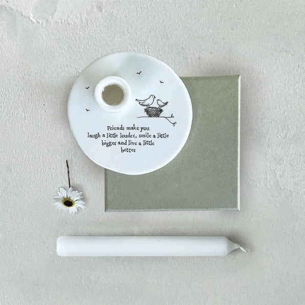 East of India Porcelain Candle Holder - &