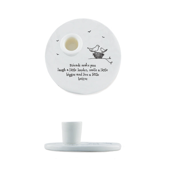 East of India Porcelain Candle Holder - &