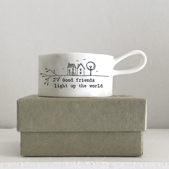 East of India Handled Tea Light Holder – ‘Good Friends Are Like Stars’