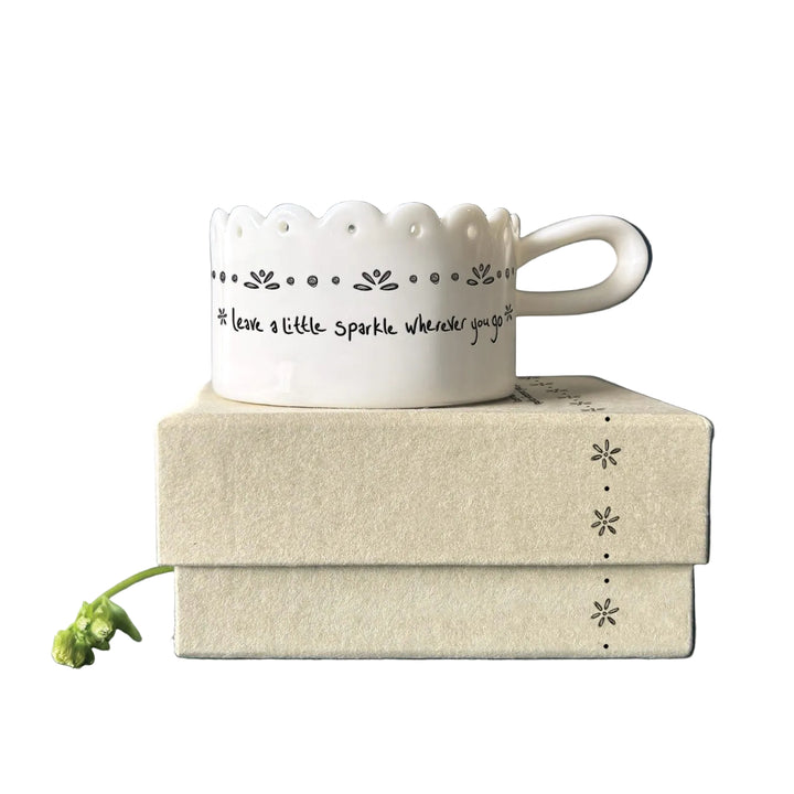 East of India Scallop Tea Light Holder – ‘Leave a Little Sparkle Wherever You Go’