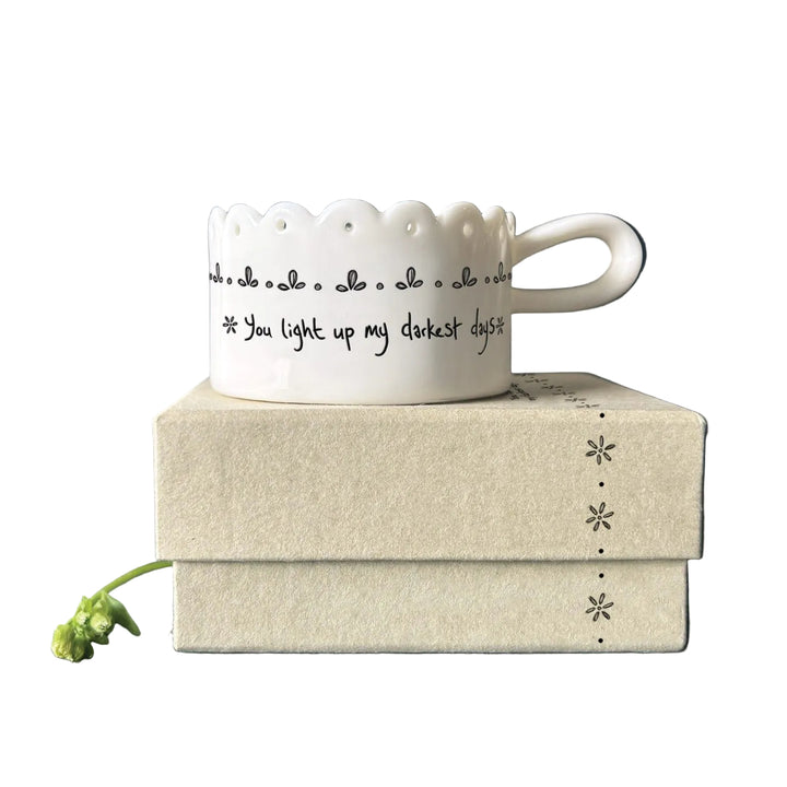 East of India Scallop Tea Light Holder – ‘Light Up Your Life’