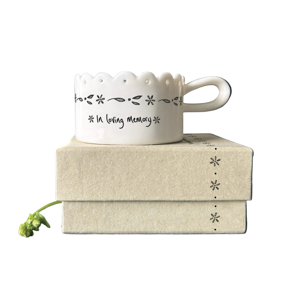 East of India Scallop Tea Light Holder – ‘In Loving Memory’
