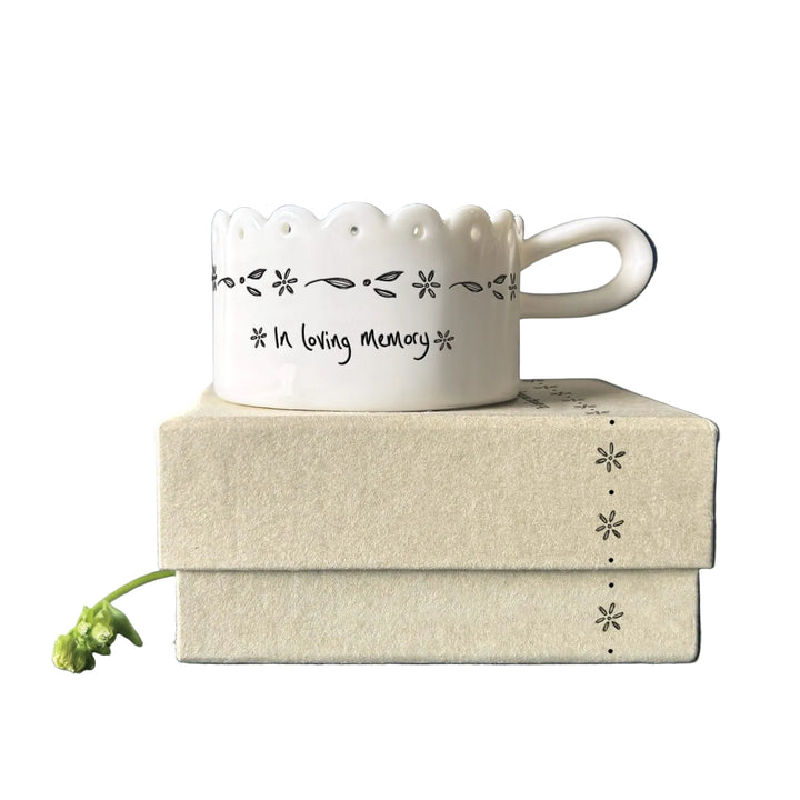 East of India Scallop Tea Light Holder – ‘In Loving Memory’