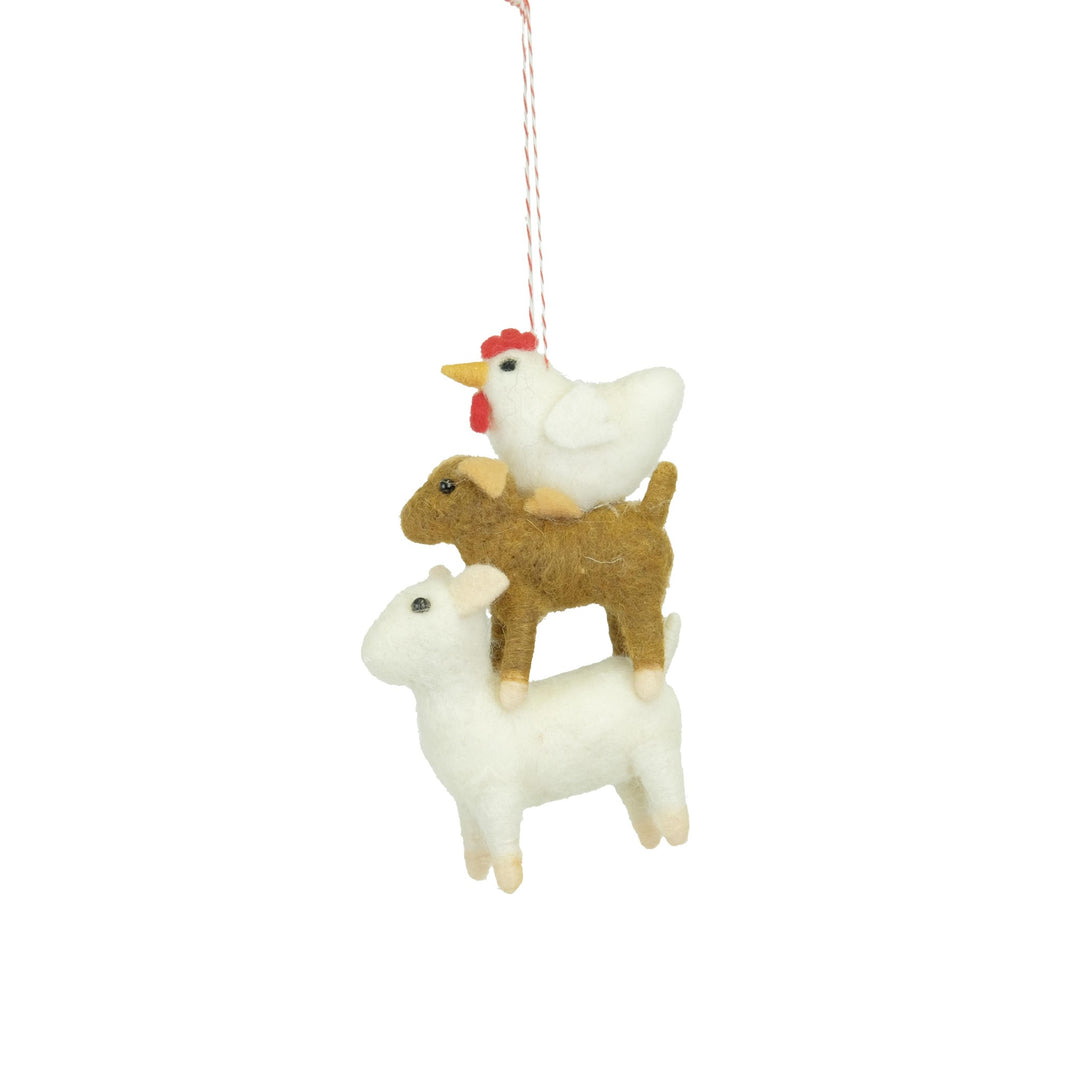 Hanging Donkey, Sheep &amp; Chicken Stack Decoration