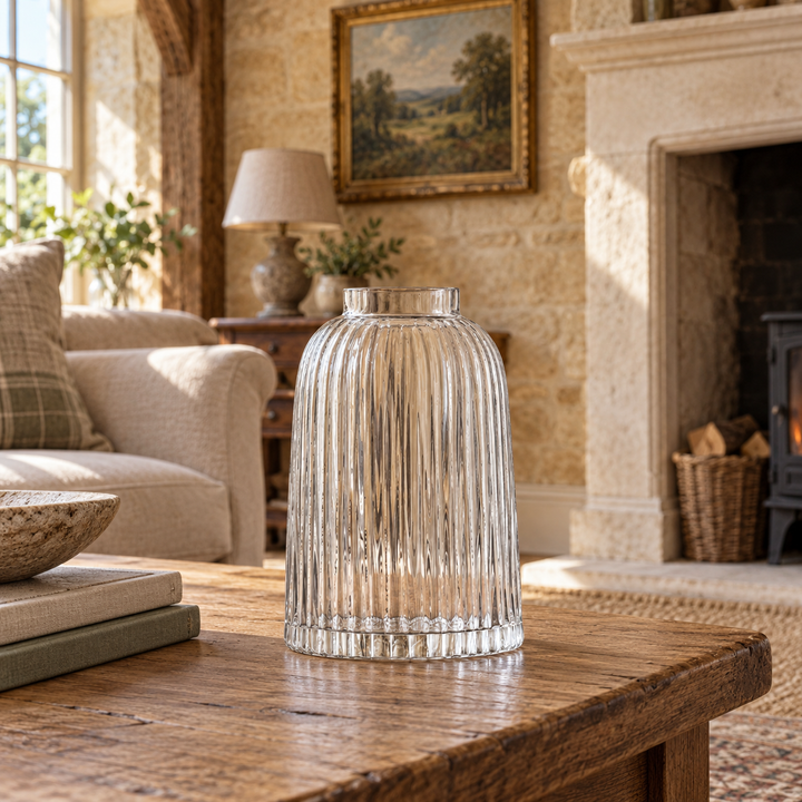 Clear Pleat Vase - 20cm