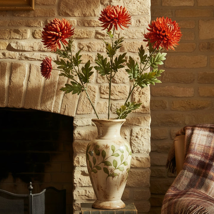 Dark Orange Chrysanthemum Stem
