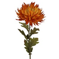 Golden yellow Chrysanthemum stem by Gisela Graham, featuring vibrant petals and green foliage, perfect for floral arrangements.