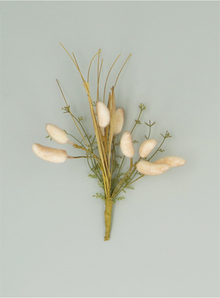 Gisela Graham Natural Bunnytail Mini Pick with soft, fluffy bunny tail for decorative floral arrangements or crafts.