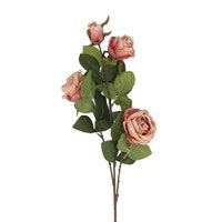 Gisela Graham antique pink faux rose spray stem, 70cm, realistic floral decor for home or craft arrangements.
