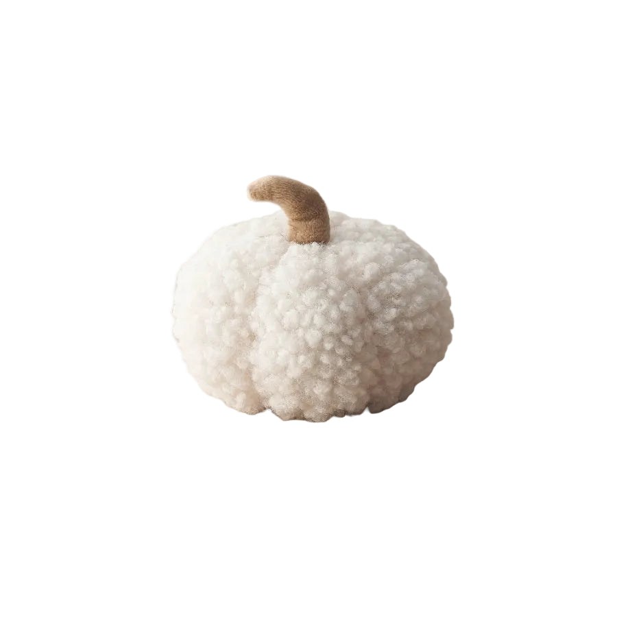 Small Sherpa Pumpkin Decoration - White