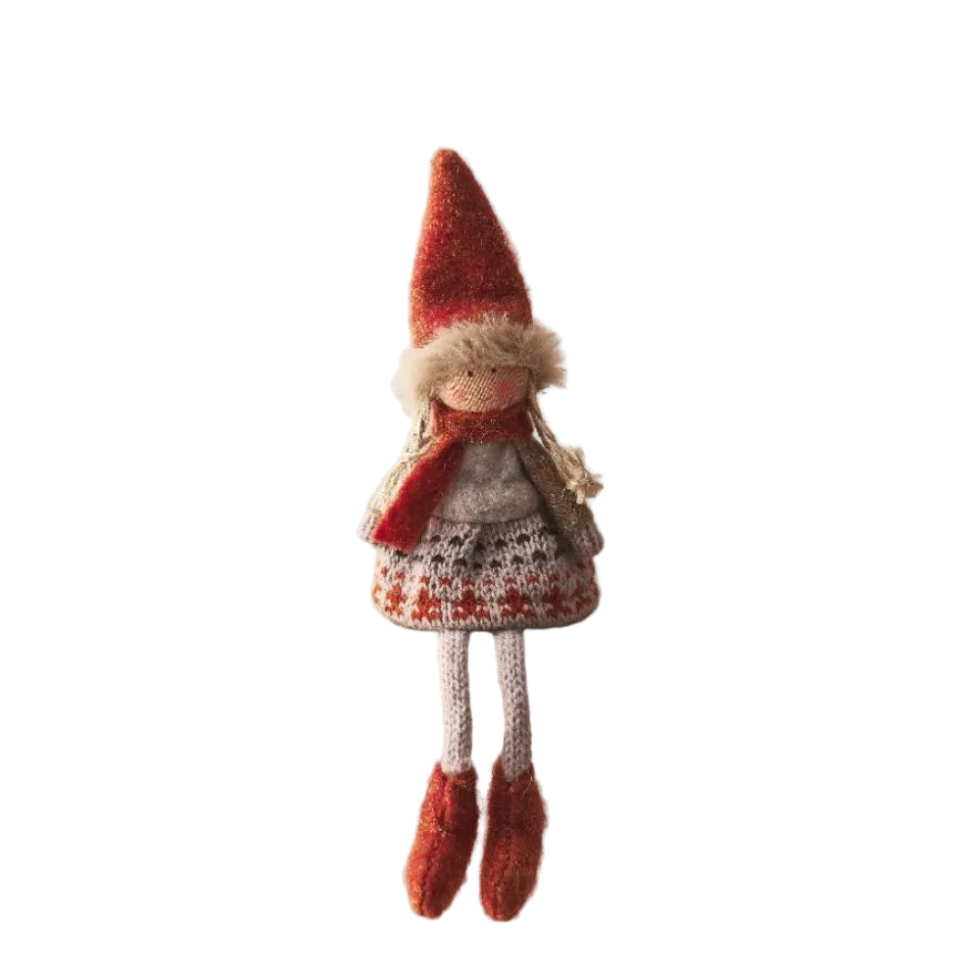 Knitted Doll Shelf Sitter - Burnt Orange