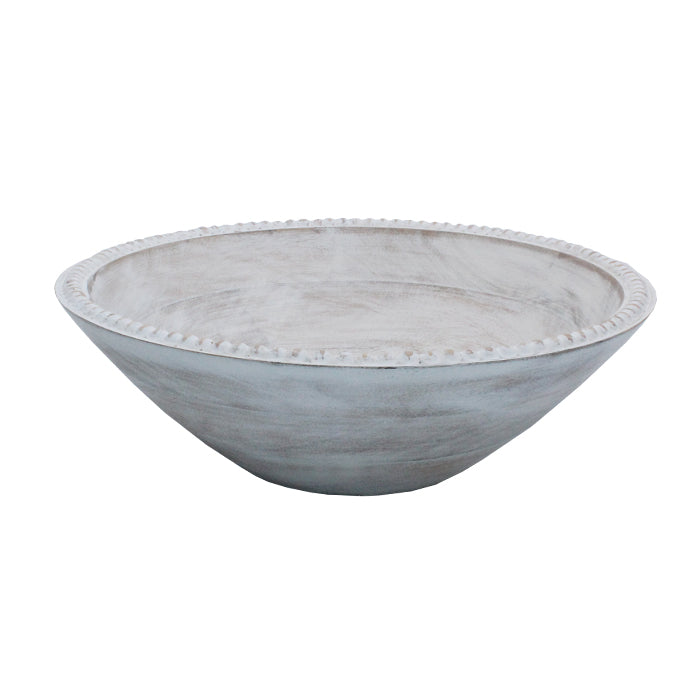 Large beaded Mango round bowls by Cornucopia Home and Gift, featuring intricate beaded detailing and a smooth round shape.