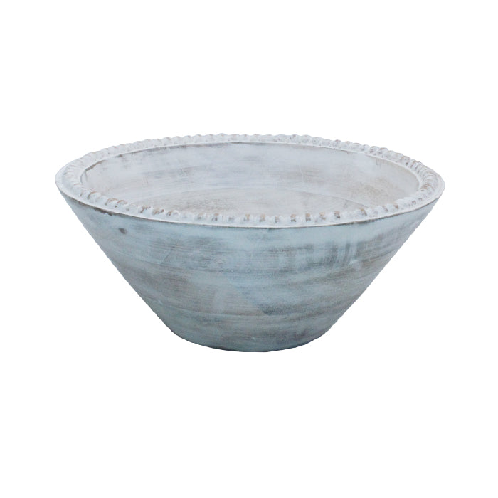Small beaded mango round bowl by Cornucopia Home and Gift, featuring intricate bead detailing and a smooth mango wood finish.