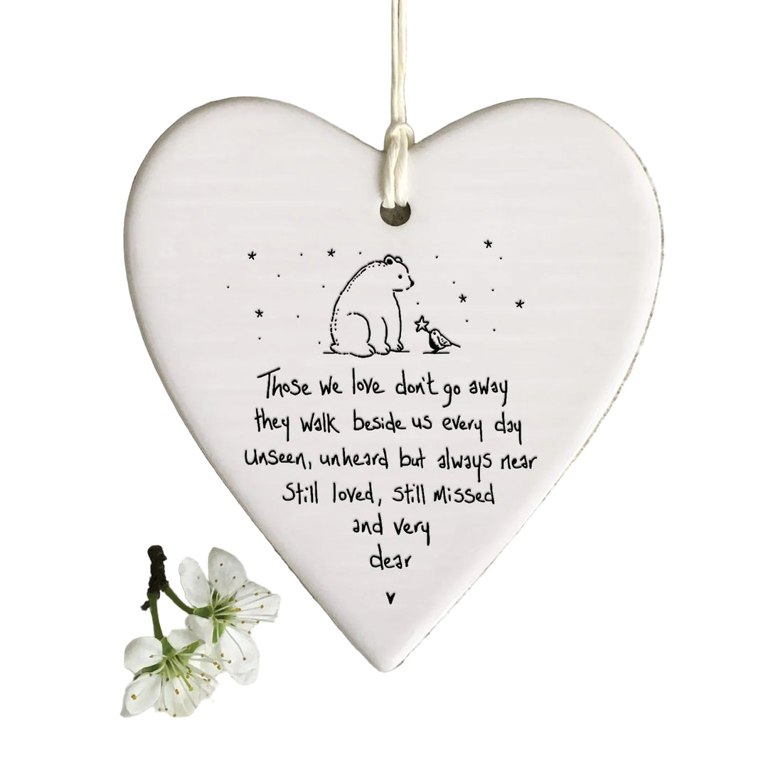 East of India Porcelain Wobbly Round Hanging Heart - &