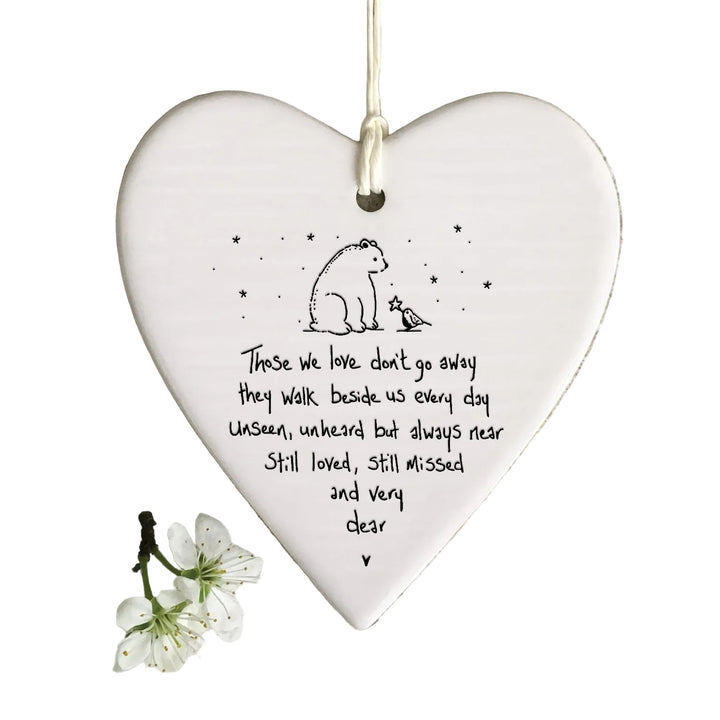 East of India Porcelain Wobbly Round Hanging Heart - &