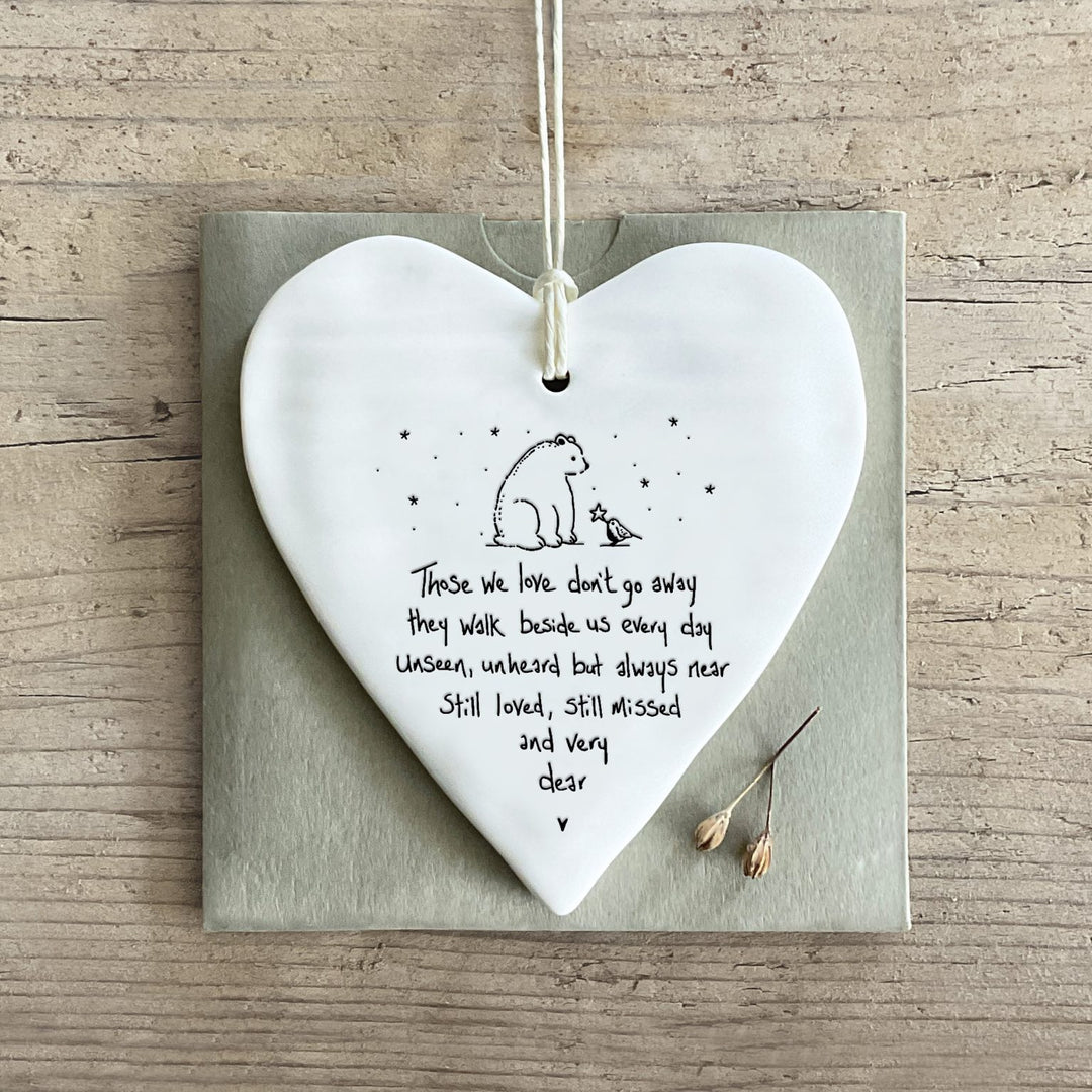 East of India Porcelain Wobbly Round Hanging Heart - &
